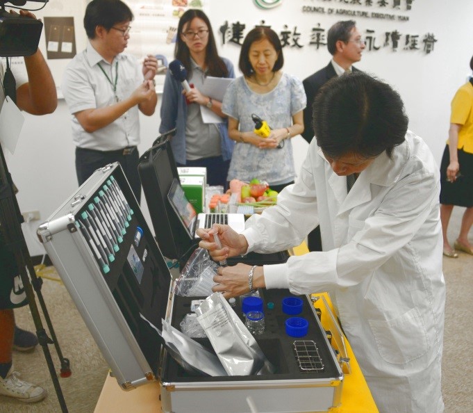 本技術使用之儀器及相關套組攜帶輕巧方便，適合農藥殘留即時現場檢測。